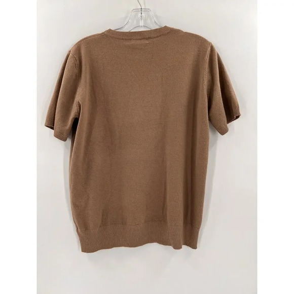 Daimidy Sweater Women's Medium BROWN Short Sleeve Crew Neck Pullover Lightweight - Picture 2 of 8